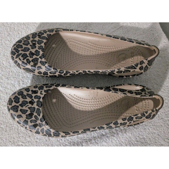 Crocs Kadee Womens Size 8 Ballet Flats Leopard Animal Print Slip On Shoes - Picture 10 of 12